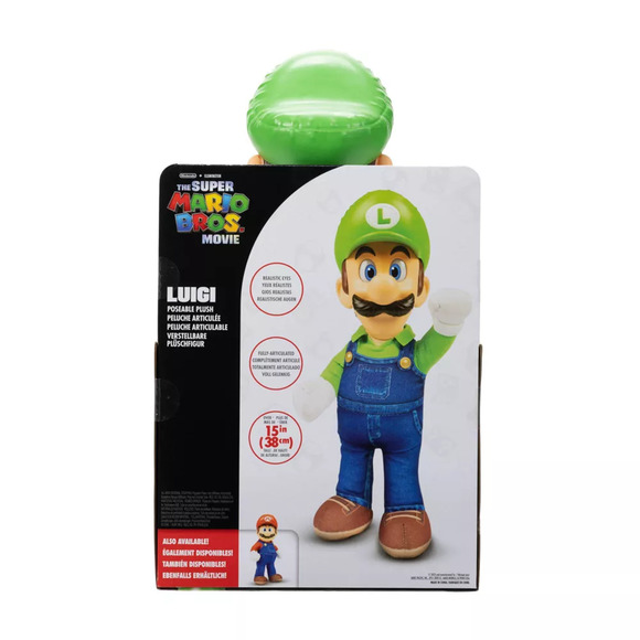 Nintendo Super Mario Movie 15" Luigi Poseable Plush, Stuffed Action Figure NWT - Picture 4 of 6